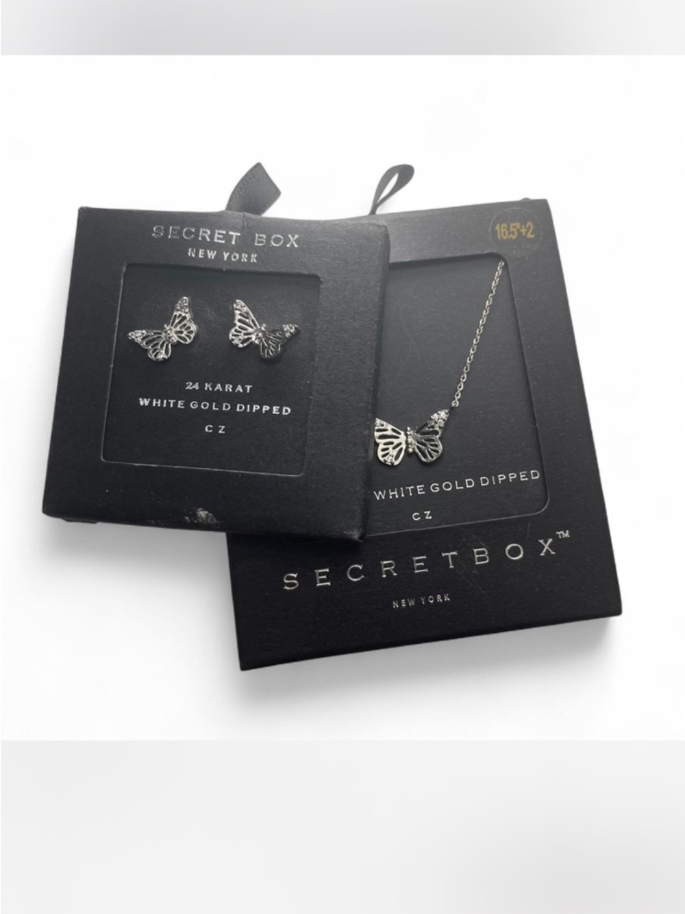 24 karat White Gold-Dipped Butterfly Jewelry Set - Silver